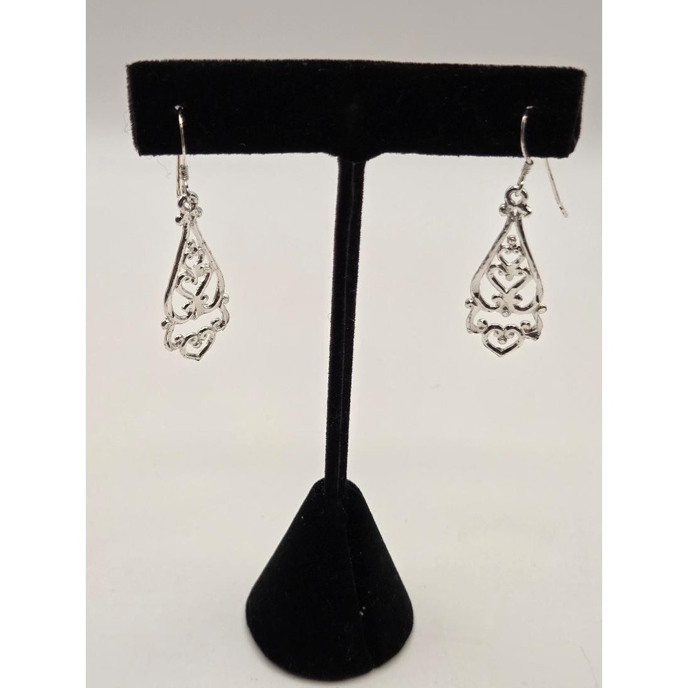 Hallmark HAM 925 Sterling Silver Filigree Teardrop Openwork Dangle Earrings